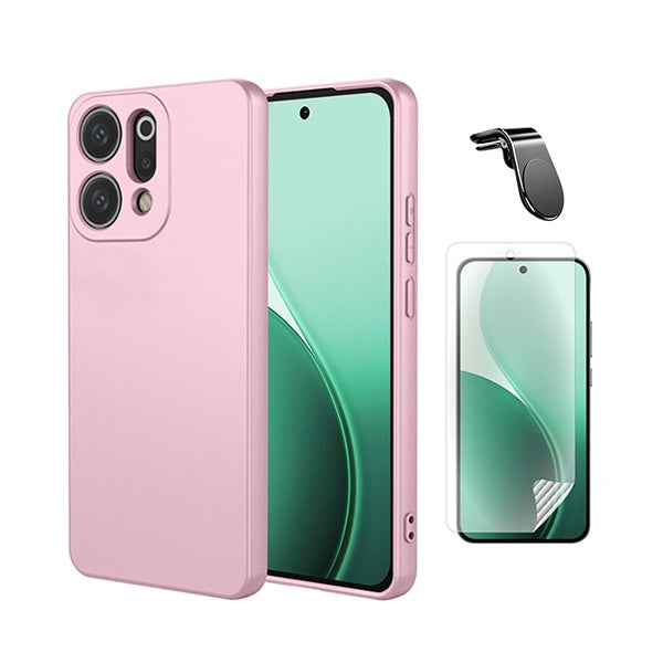 Kit Película Protectora de Hydrogel Frente + Capa Proteção Silicone + Suporte Magnético L GIFT4ME Para Oppo Reno14 - Rosa