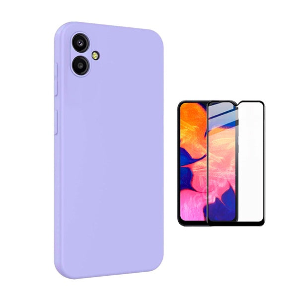 Kit Película de Vidro Temperado Gorilasglass + Capa Proteção Silicone Gift4Me Para Samsung Galaxy A05 - Roxo