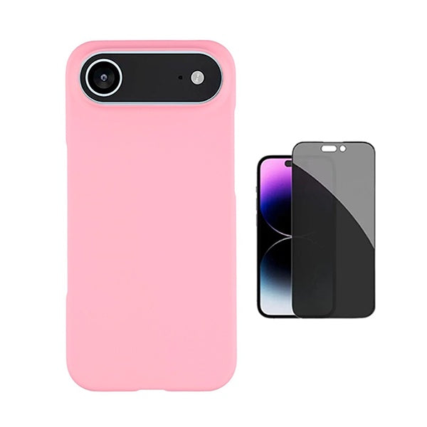 Kit Película de Vidro Temperado Privacidade + Capa Proteção Silicone GIFT4ME Para Apple iPhone 17 Air - Rosa