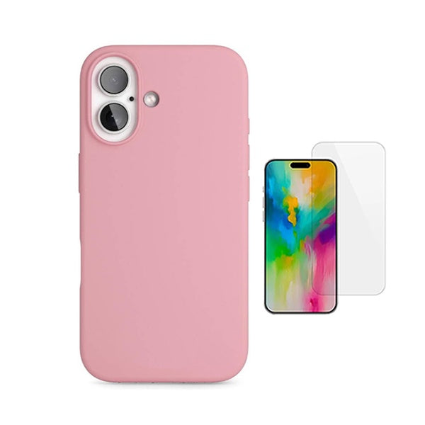 Kit Vidro Temperado Cleargorilasglass + Capa Proteção Silicone GIFT4ME Para Apple iPhone 17 - Rosa