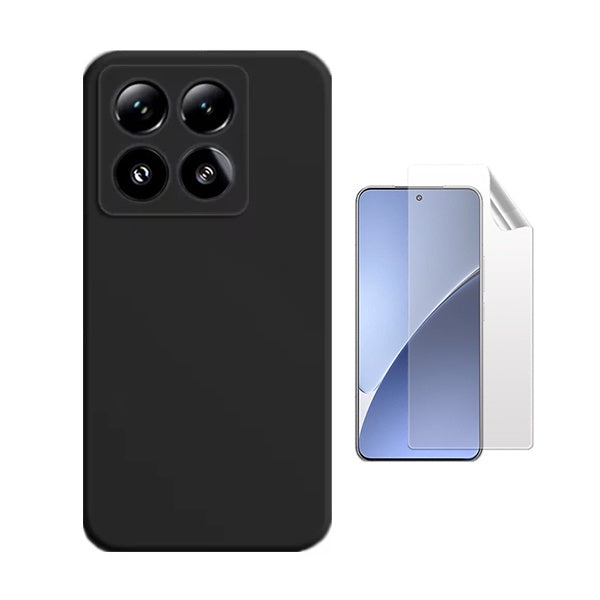 Kit Película Protectora de Hydrogel Frente + Capa Proteção Silicone Gift4Me Para Xiaomi 15 Pro - Preto