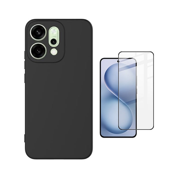 Kit Película de Vidro Temperado Gorilasglass Curvado + Capa Proteção Silicone GIFT4ME Para Oppo Reno14 - Preto