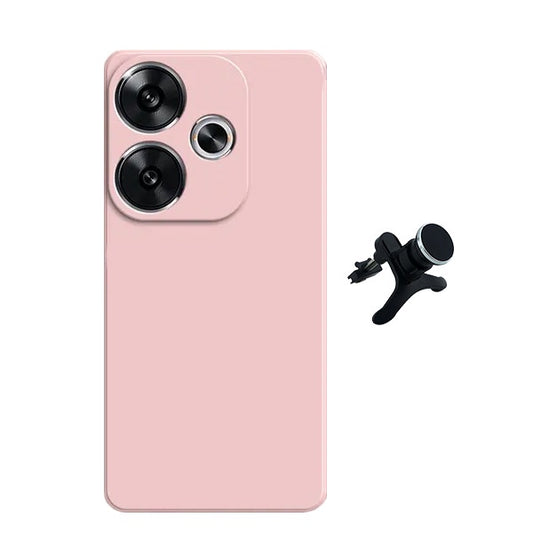 Kit Suporte Magnético Com Pernas + Capa Proteção Traseira Silicone GIFT4ME Compativel Com Xiaomi Poco F6 - Rosa