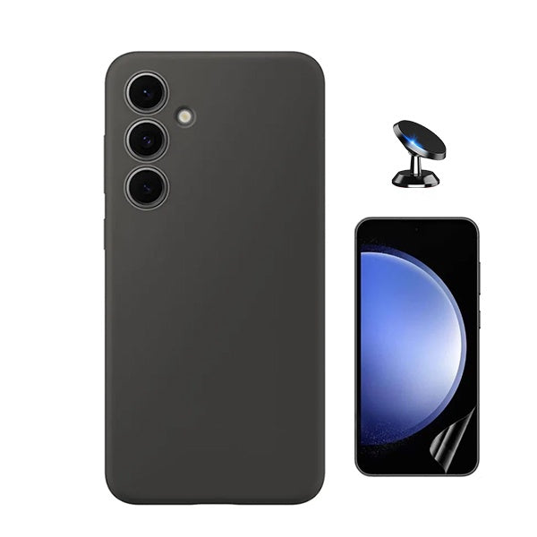 Kit Película Protectora de Hydrogel Frente + Capa Proteção Silicone + Suporte Magnético Gift4Me Para Samsung Galaxy S25 + Plus - Preto