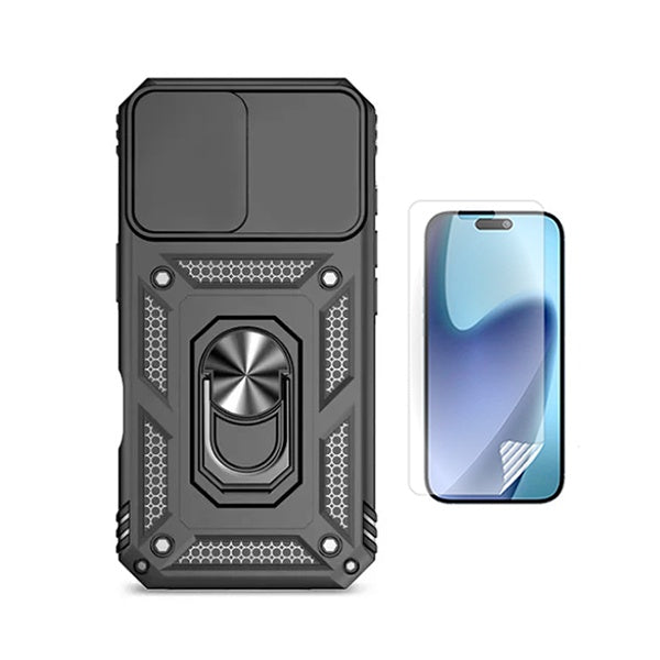 Kit Película Protectora de Hydrogel Frente + Capa de Proteção Militar Magnética Janela GIFT4ME Para Apple iPhone 17 - Preto