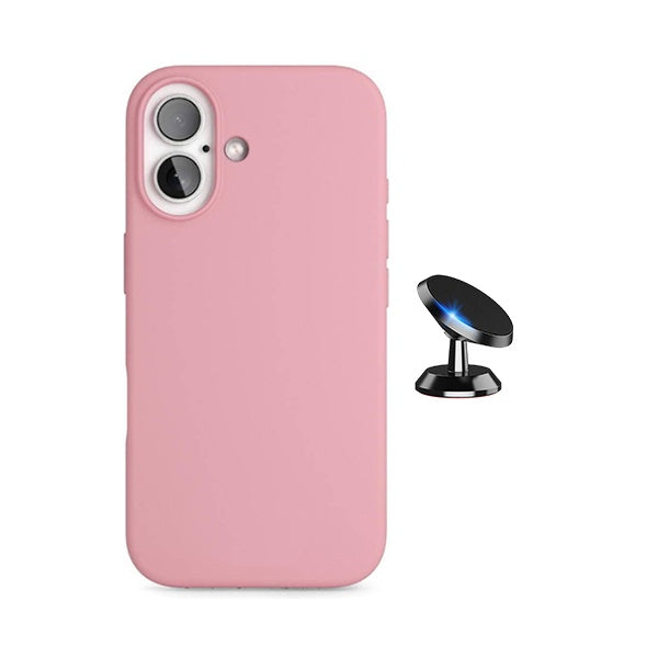 Kit Suporte Magnético + Capa Proteção Silicone GIFT4ME Para Apple iPhone 17 - Rosa