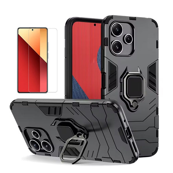 Kit Película de Vidro Temperado Gorilasglass + Capa de Proteção Militar Magnética GIFT4ME Para Xiaomi Redmi Note 14 4G - Preto