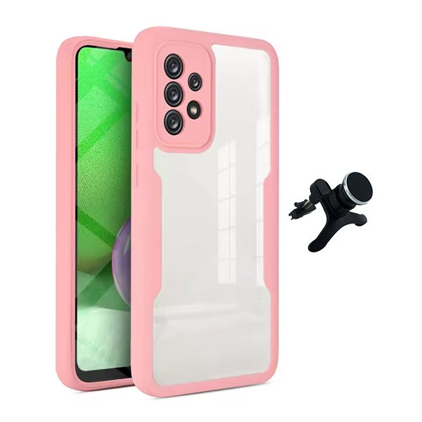 Kit Capa 360° Proteção Frente e Verso + Suporte Magnético Com Pernas Gift4Me Para Samsung Galaxy A52 - Rosa