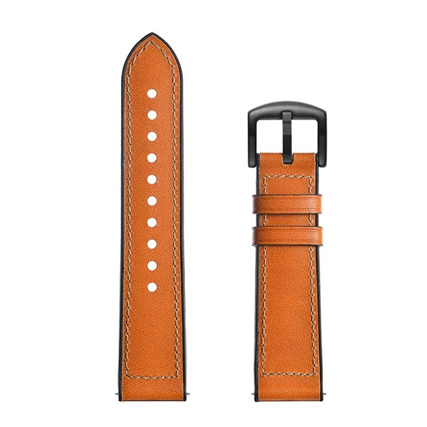 Bracelete Couro e Silicone Premium GIFT4ME Para Amazfit Balance 2 - Castanho / Preto