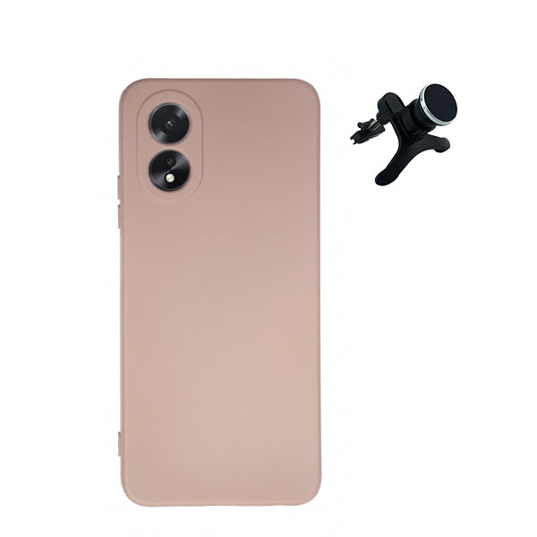 Kit Suporte Magnético Com Pernas + Capa Proteção Traseira Silicone GIFT4ME para Oppo A18 - Rosa