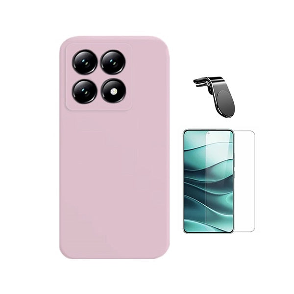 Kit Vidro Temperado Cleargorilasglass + Capa Proteção Silicone + Suporte Magnético L GIFT4ME Para Xiaomi 15T 5G - Rosa