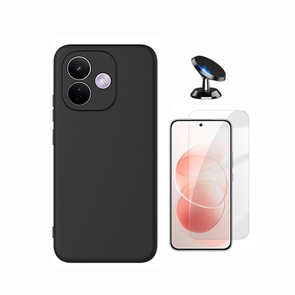 Kit Vidro Temperado Cleargorilasglass + Capa Proteção Silicone + Suporte de Carro GIFT4ME Para Xiaomi Redmi Note 17 Pro 5G - Preto