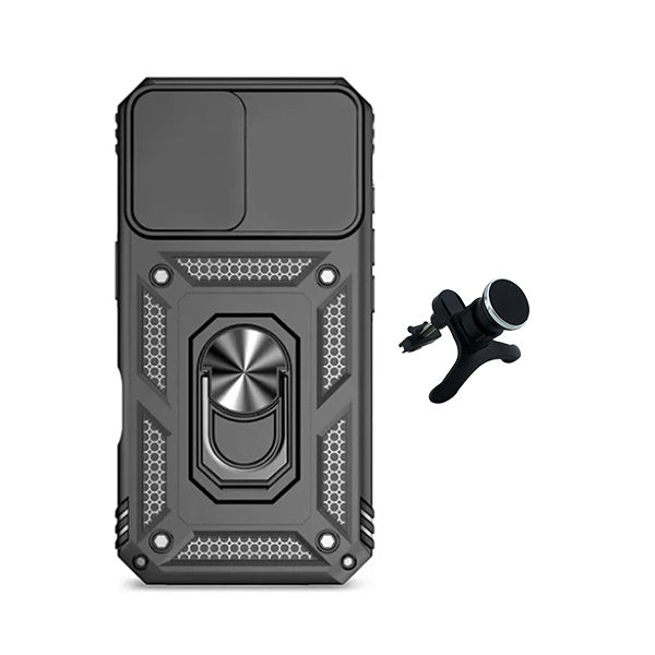 Kit Suporte Magnético Com Pernas + Capa de Proteção Militar Magnética Janela Deslizante GIFT4ME Para Apple iPhone 17 Pro Max - Preto
