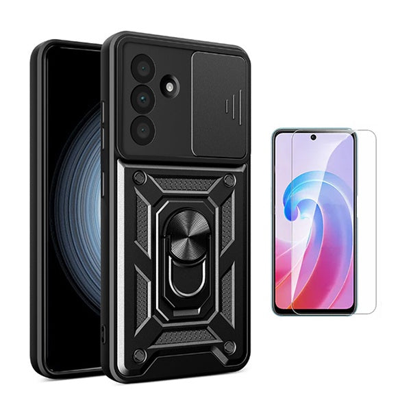 Kit Vidro Temperado Cleargorilasglass + Capa de Proteção Militar Magnética Janela GIFT4ME Para Samsung Galaxy A36 5G - Preto