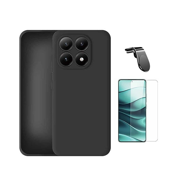 Kit Vidro Temperado Cleargorilasglass + Capa Proteção Silicone + Suporte Magnético L GIFT4ME Para Xiaomi 17 5G - Preto