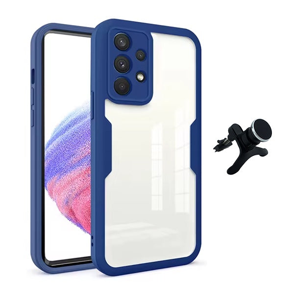 Kit Capa 360° Proteção Frente e Verso + Suporte Magnético Com Pernas Gift4Me Para Samsung Galaxy A13 - Azul Escuro