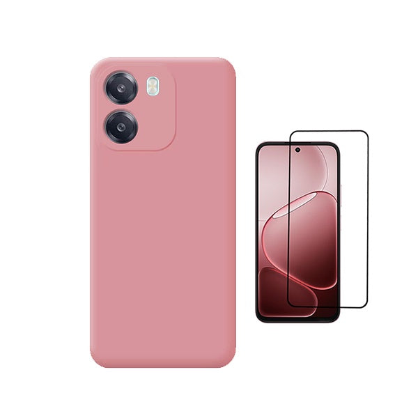 Kit Película de Vidro Temperado Gorilasglass + Capa Proteção Silicone GIFT4ME Para Oppo A6 - Rosa