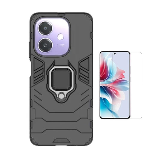 Kit Vidro Temperado Cleargorilasglass + Capa de Proteção Militar Magnética GIFT4ME Para Oppo A40M - Preto