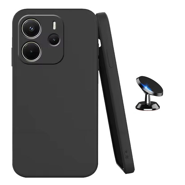 Kit Suporte Magnético + Capa Proteção Silicone GIFT4ME Para Xiaomi Redmi Note 14 5G - Preto