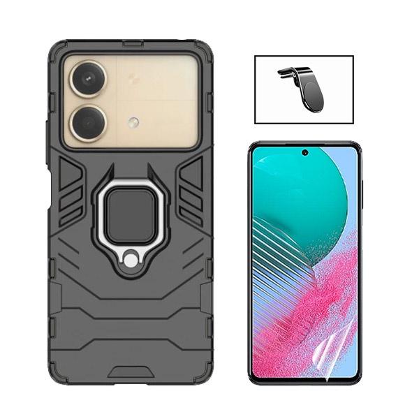 Kit Película ProtectOra de Hydrogel Frente + Capa de Proteção Militar Magnética + Suporte Magnético L GIFT4ME para Xiaomi Poco X6 Neo - Preto