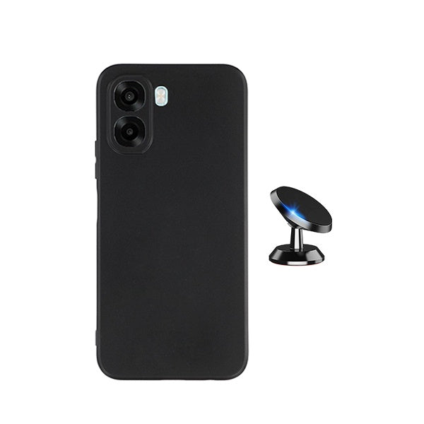 Kit Suporte Magnético + Capa Proteção Silicone GIFT4ME Para Oppo A6x - Preto