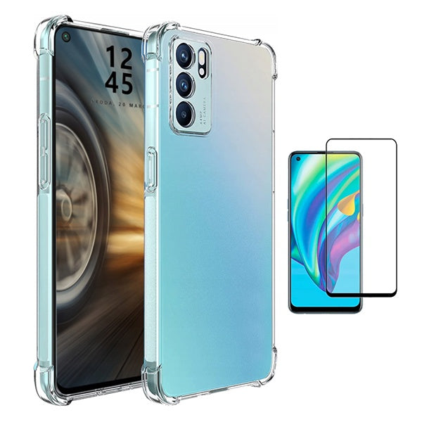 Kit Capa Super Proteção + Película de Vidro Temperado Gorilasglass Gift4Me Para Oppo Reno6 - Transparente