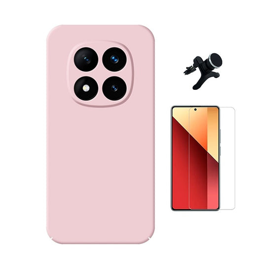 Kit Vidro Temperado Cleargorilasglass + Capa Proteção Silicone +  Suporte Reforçado de Carro Gift4Me Para Xiaomi Redmi Note 14 Pro - Rosa