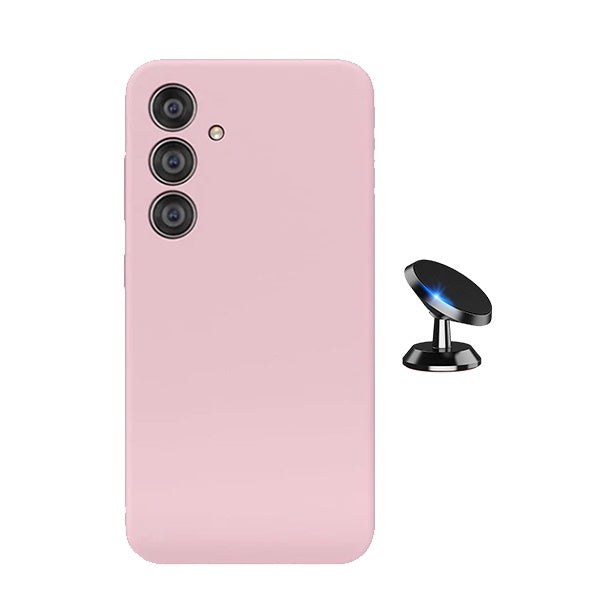 Kit Suporte Magnético + Capa Proteção Silicone Gift4Me Para Samsung Galaxy S25 + Plus - Rosa