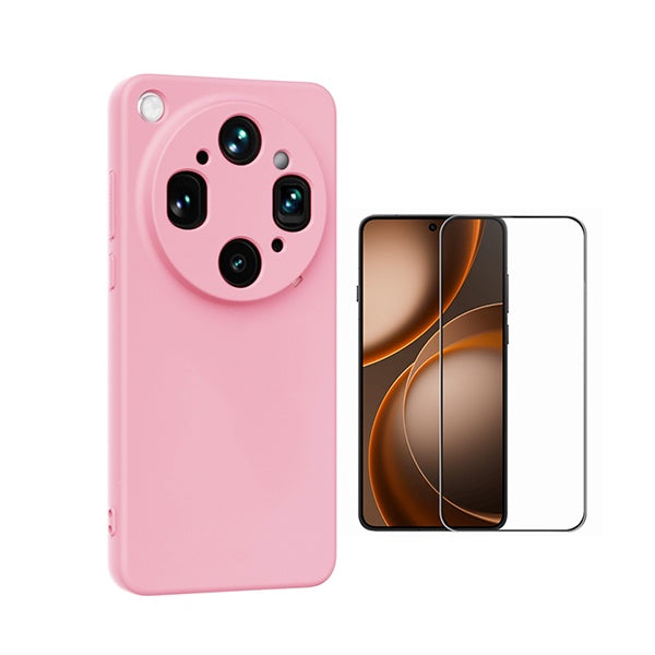 Kit Película de Vidro Temperado Gorilasglass + Capa Proteção Silicone GIFT4ME Para Oppo Find X9 Ultra - Rosa