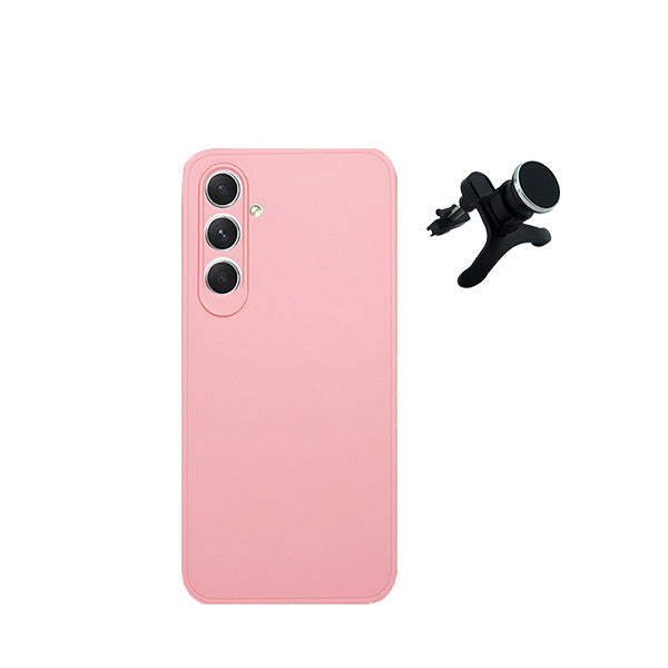 Kit Suporte Magnético Com Pernas + Capa Proteção Traseira Silicone GIFT4ME para Samsung Galaxy M15 - Rosa