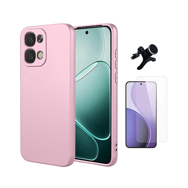 Kit Vidro Temperado Cleargorilasglass + Capa Proteção Silicone +  Suporte Reforçado de Carro GIFT4ME Para Oppo A6 Pro 4G - Rosa