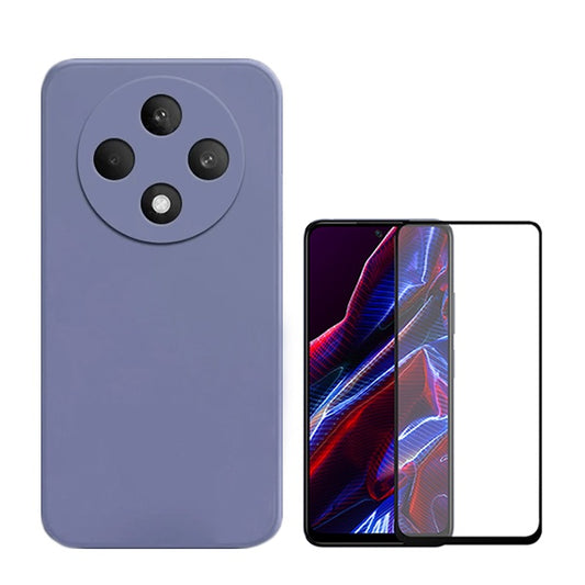 Kit Película de Vidro Temperado Gorilasglass + Capa Proteção Traseira Silicone GIFT4ME Compativel Com Oppo Reno12 FS 5G - Roxo