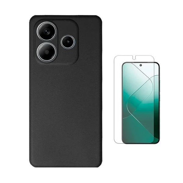 Kit Película Protectora de Hydrogel Frente + Capa Proteção Silicone Gift4Me Para Xiaomi Redmi Note 14 4G - Preto