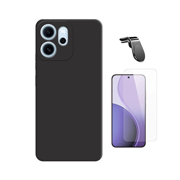 Kit Vidro Temperado Cleargorilasglass + Capa Proteção Silicone + Suporte Magnético L GIFT4ME Para Oppo Reno14 FS 5G - Preto