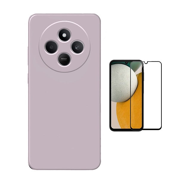 Kit Película de Vidro Temperado Gorilasglass + Capa Proteção Silicone Gift4Me Para Xiaomi Redmi 14R - Roxo