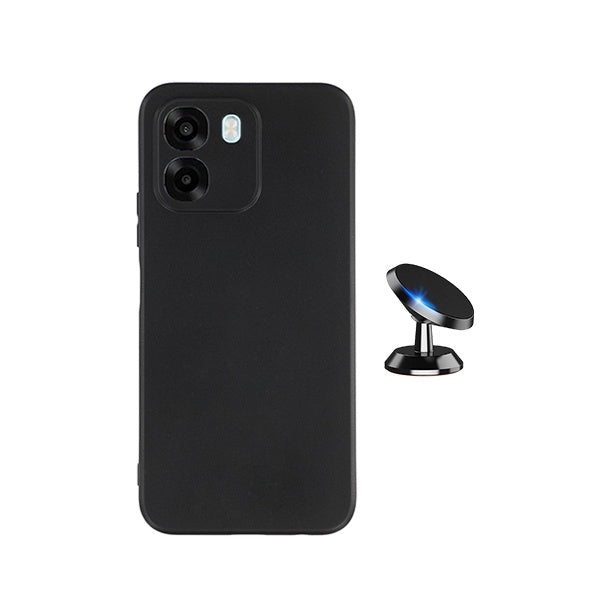 Kit Suporte Magnético + Capa Proteção Silicone GIFT4ME Para Oppo A6 5G - Preto