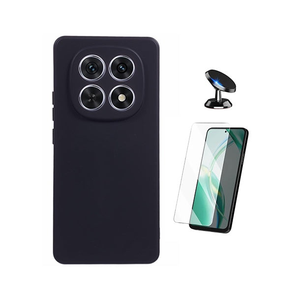 Kit Vidro Temperado Cleargorilasglass + Capa Proteção Silicone + Suporte de Carro GIFT4ME Para Xiaomi Redmi Note 15 5G - Preto