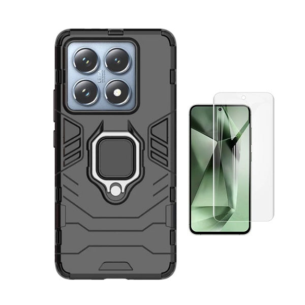 Kit Película Protectora de Hydrogel Frente + Capa de Proteção Militar Magnética Gift4Me Para Xiaomi 14T - Preto
