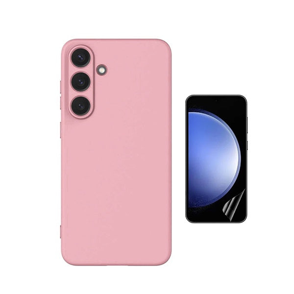 Kit Película Protectora de Hydrogel Frente + Capa Proteção Silicone GIFT4ME Para Samsung Galaxy S26 - Rosa