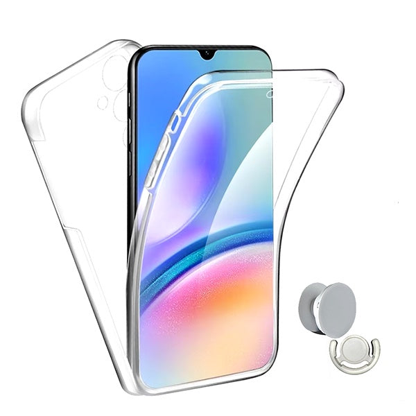 Kit Capa 360° Proteção Frente e Verso + 1 Handholder + 1 Suporte Handholder Branco Gift4Me Para Samsung Galaxy A16 5G - Transparente/Branco