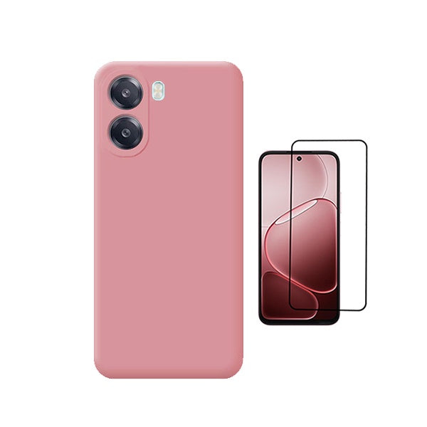 Kit Película de Vidro Temperado Gorilasglass + Capa Proteção Silicone GIFT4ME Para Oppo A6x - Rosa