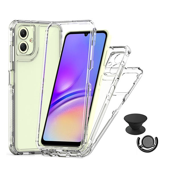 Kit Capa 360° Proteção Frente e Verso + 1 Handholder + 1 Suporte Handholder Preto GIFT4ME Para Samsung Galaxy A07 - Transparente/Preto
