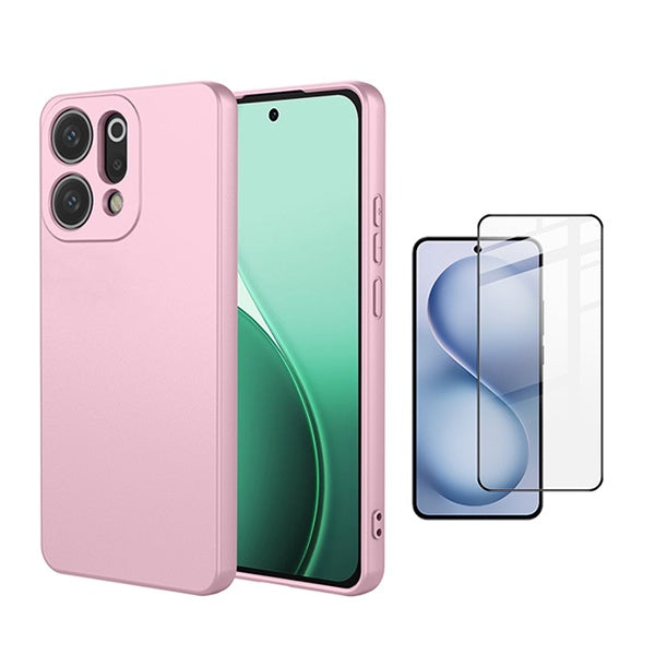 Kit Película de Vidro Temperado Gorilasglass Curvado + Capa Proteção Silicone GIFT4ME Para Oppo Reno14 - Rosa