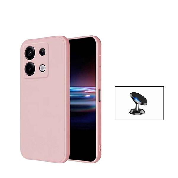 Kit Suporte Magnético + Capa Proteção Traseira Silicone GIFT4ME Compativel Com Xiaomi Redmi Note 13 Pro 4G - Rosa