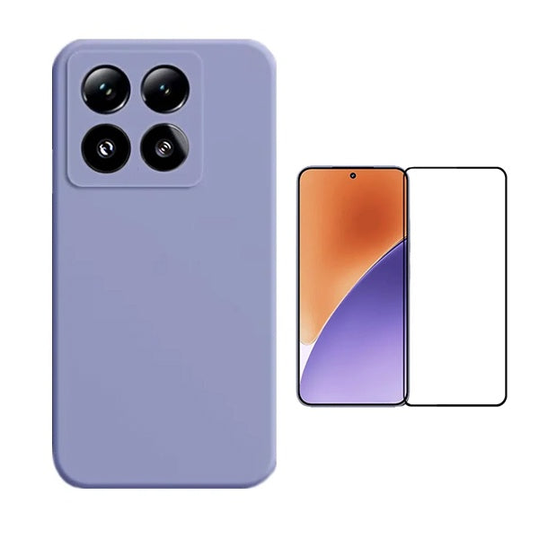Kit Película de Vidro Temperado Gorilasglass + Capa Proteção Silicone Gift4Me Para Xiaomi 15 Pro - Roxo