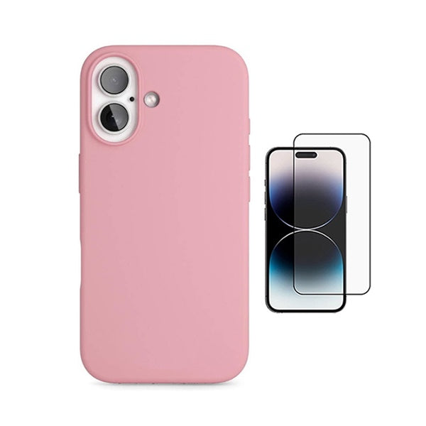 Kit Película de Vidro Temperado Gorilasglass + Capa Proteção Silicone GIFT4ME Para Apple iPhone 17 - Rosa
