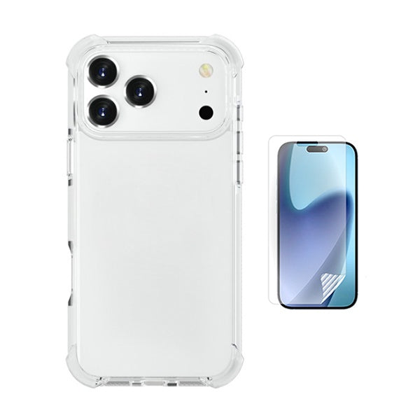 Kit Capa Traseira Super Proteção + Película de Hydrogel Frente Transparente GIFT4ME Para Apple iPhone 17 Pro - Transparente