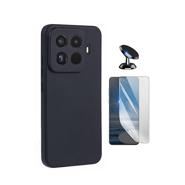 Kit Película Protectora de Hydrogel Frente + Capa Proteção Silicone + Suporte Magnético GIFT4ME Para Xiaomi 15T Pro 5G - Preto