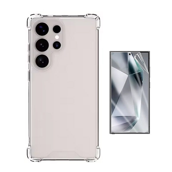 Kit Capa Traseira Super Proteção + Película de Hydrogel Frente Transparente Gift4Me Para Samsung Galaxy S25 Ultra - Transparente