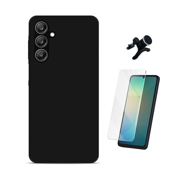 Kit Vidro Temperado Cleargorilasglass + Capa Proteção Silicone +  Suporte Reforçado de Carro GIFT4ME Para Samsung Galaxy A17 5G - Preto